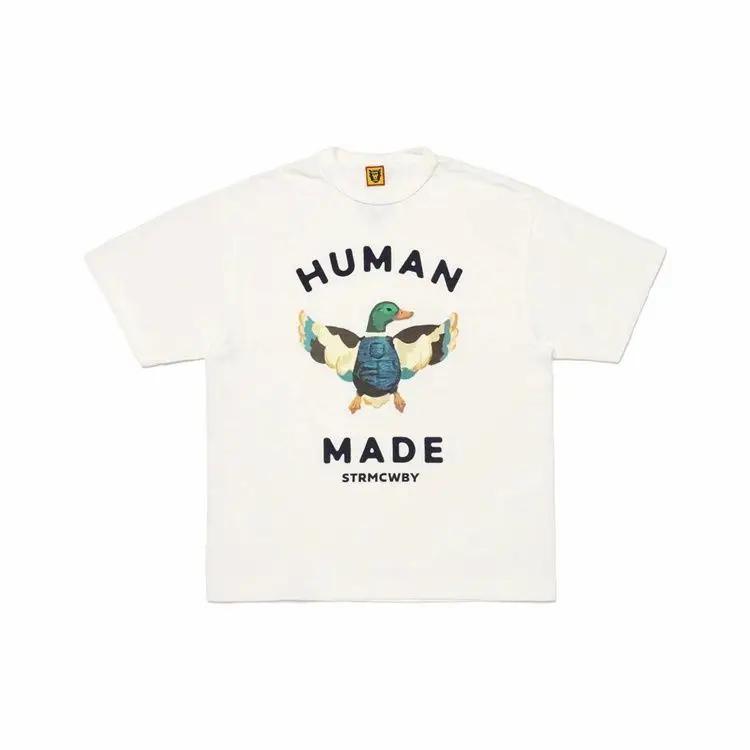 HUMAN MADE Flyduck T-shirt en coton imprimé résistant pour hommes et femmes, style japonais, col ron