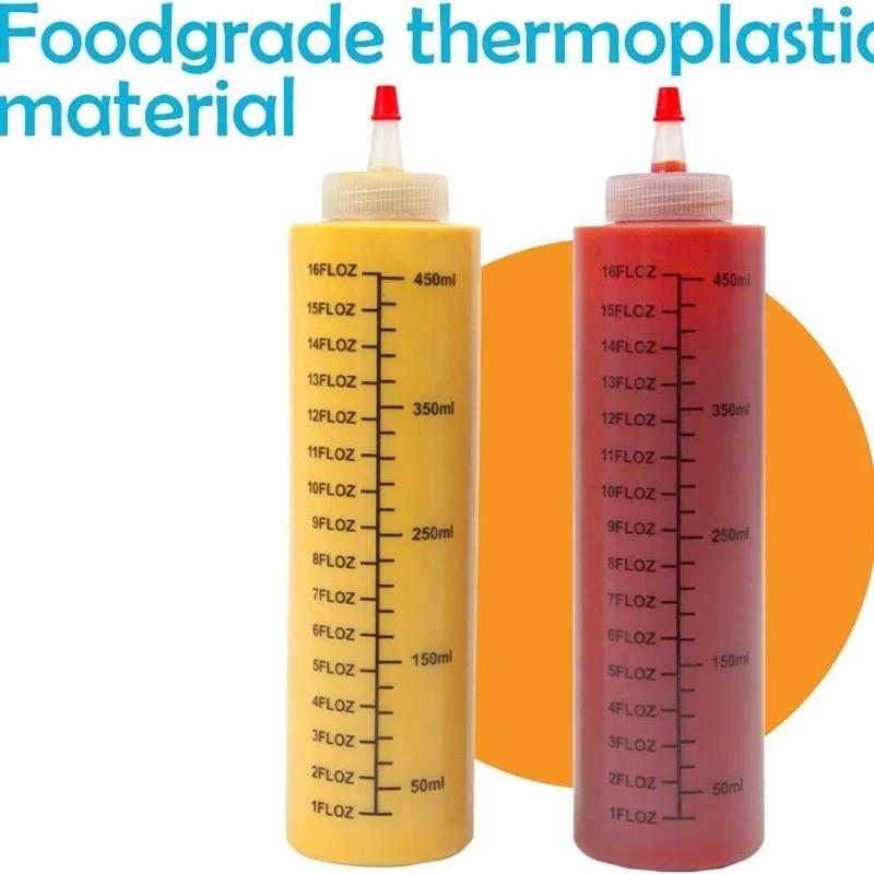 Bouteille à presser en plastique avec échelle à nez aiguille de 120/250/450ml, bouteille à presser a