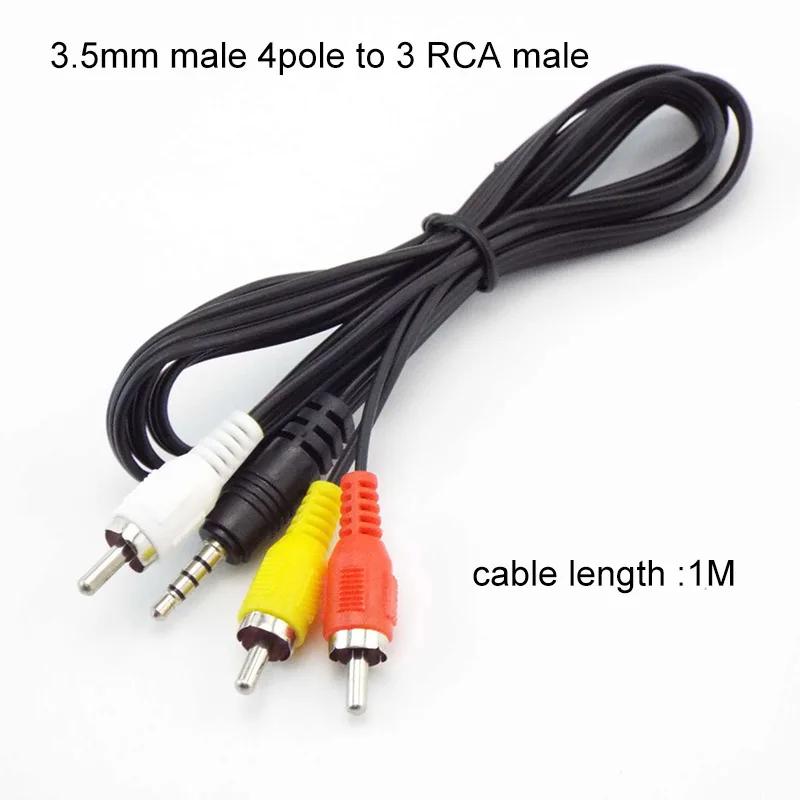 1 pièces 3 4 pôles 3.5mm mâle femelle prise Jack à 2RCA 3 RCA mâle femelle adaptateur 3RCA Audio vid