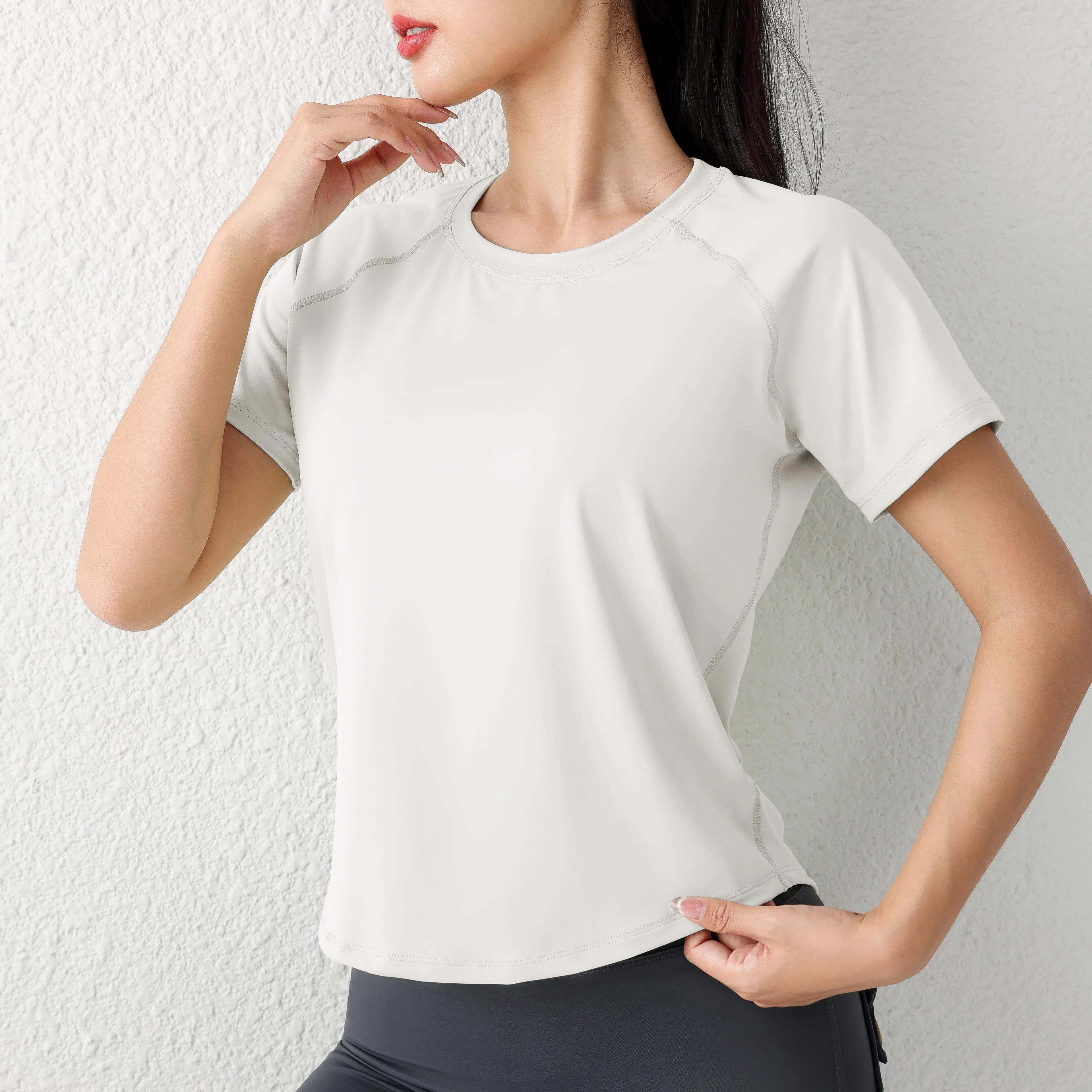 T-shirt sport femme manches courtes ample séchage rapide maille yoga fitness été