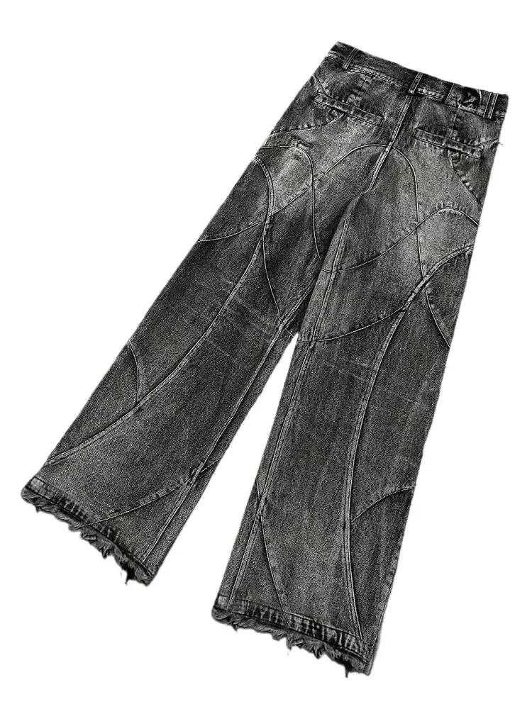 Jeans vintage Y2K streetwear punk hip hop pour femmes, pantalon grunge baggy déchiré, denim délavé, 