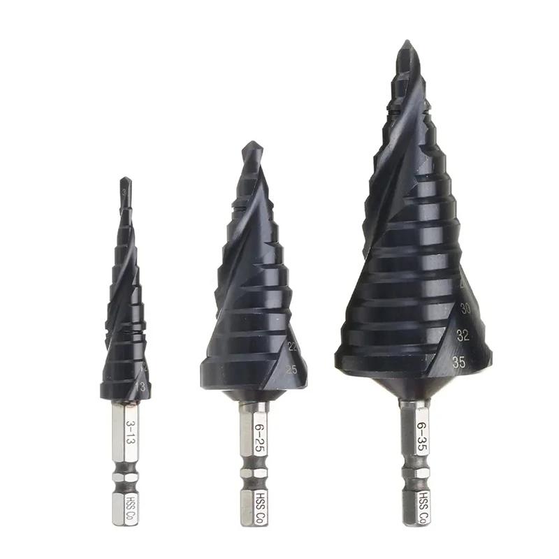 Foret étagé revêtu de TiAlN au Cobalt HRC89 M35, tige hexagonale de 1/4 pouces, ouvre-trou de perçag