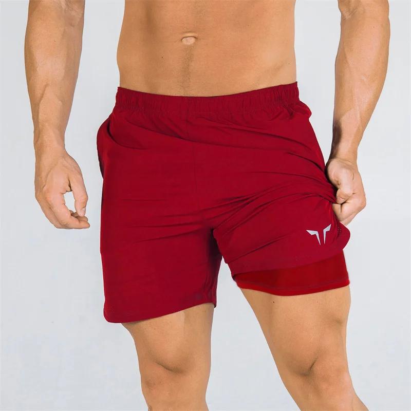 Short de sport de fitness à double pont pour hommes, slim, séchage rapide, tissé, respirant, pantalo