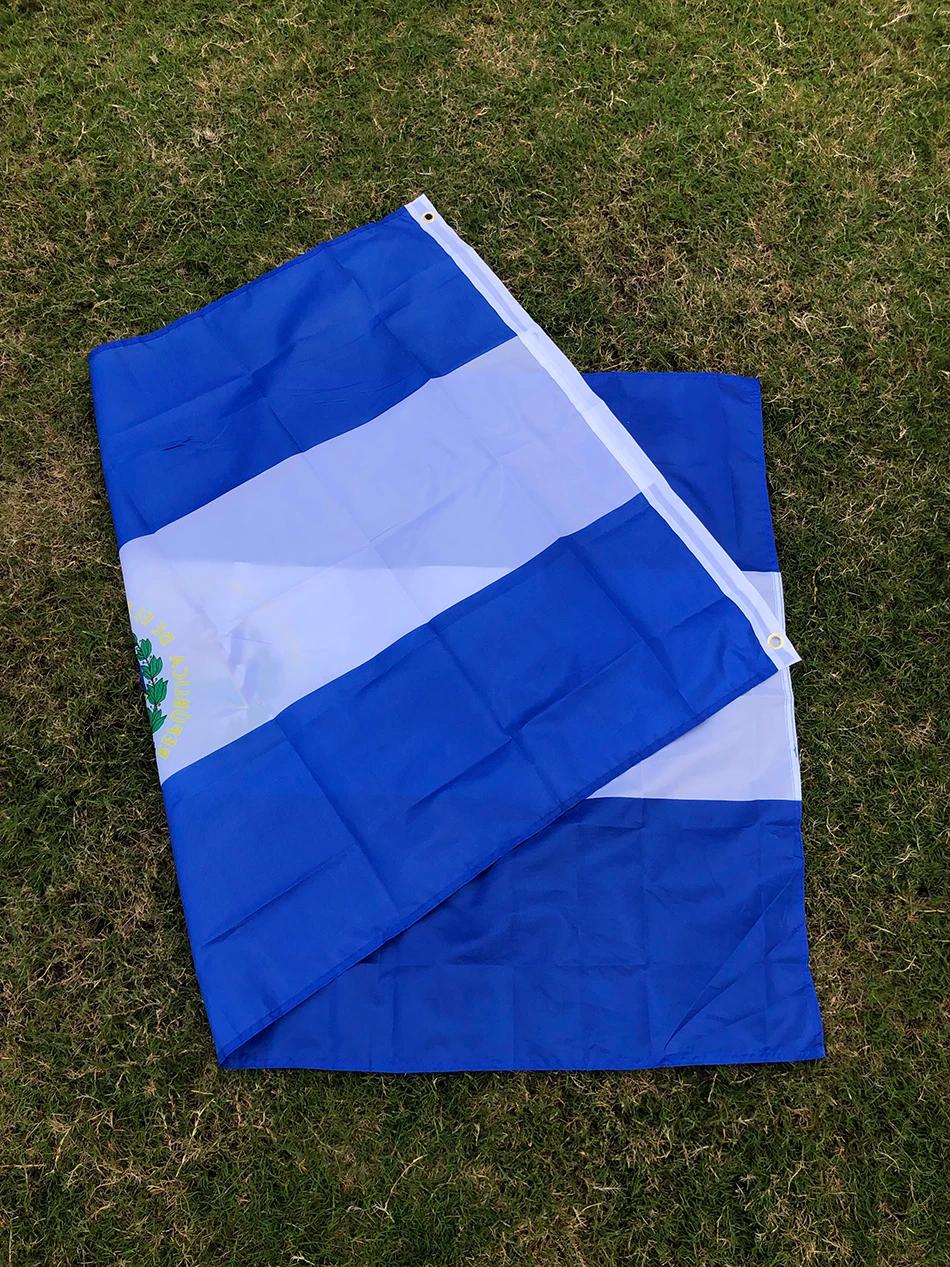 SKY DRAPEAU SV SLV Drapeau El Salvador 90x150cm Symbole patriotique d'El Salvador Drapeau polyester 
