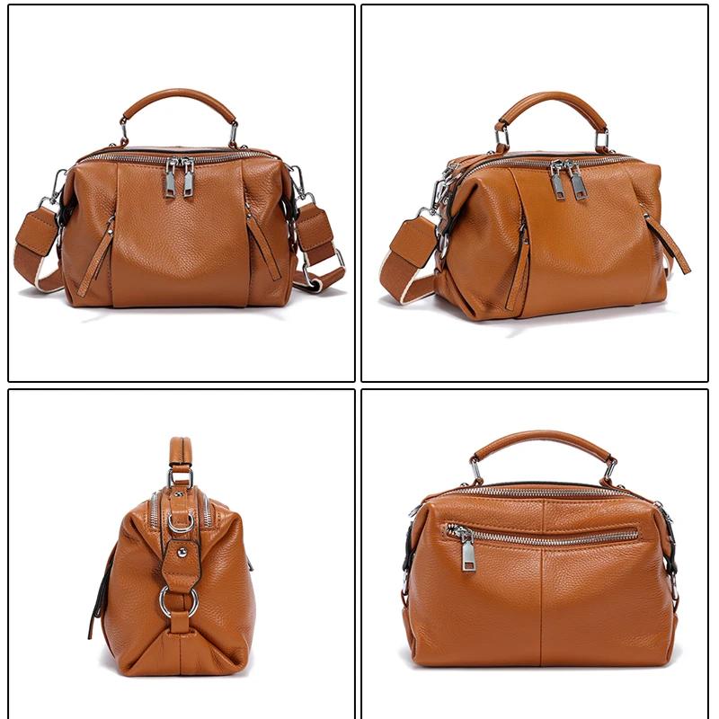 Sac à main en cuir de vachette véritable pour femme, sac à bandoulière monochrome pour femme, sac à