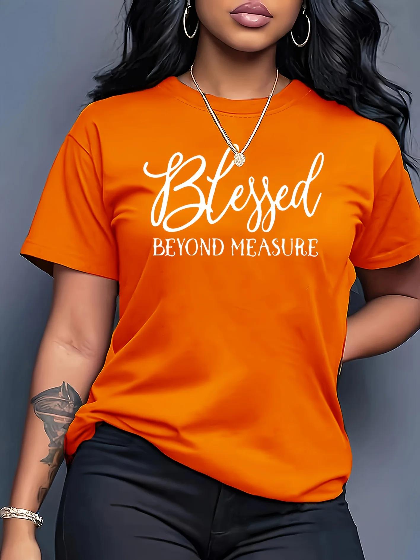 T-shirt pour femme Blessed Beyond Measure - Motif Faith, haut décontracté orange