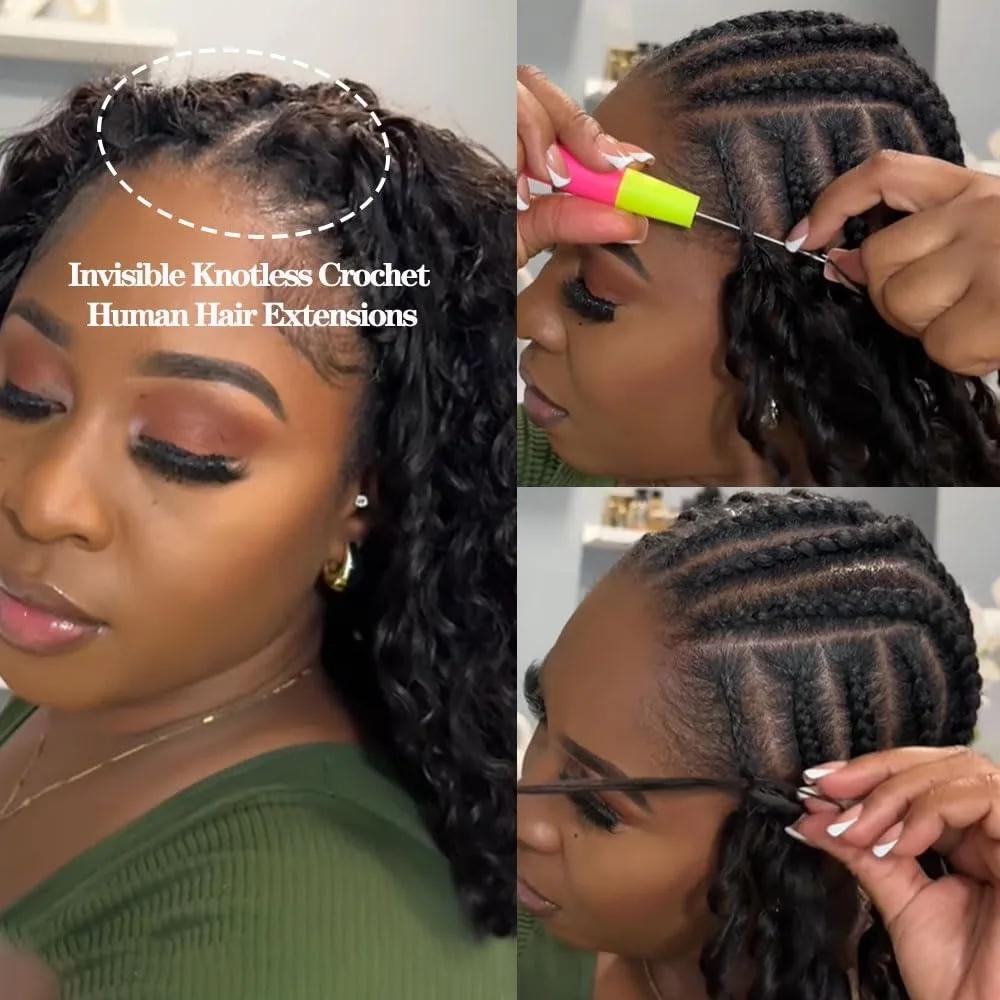 Extensions de cheveux au Crochet pré-séparées sans nœuds, Extensions de cheveux en plumes, ligne de 