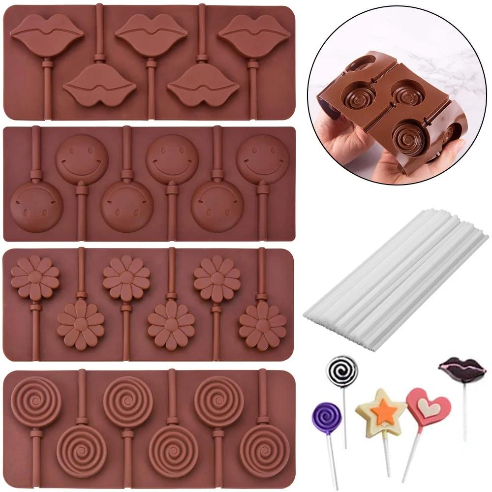 Moule rond à sucettes en Silicone, fleur mignonne, gelée, bonbons, chocolat, savon, ustensiles de cu