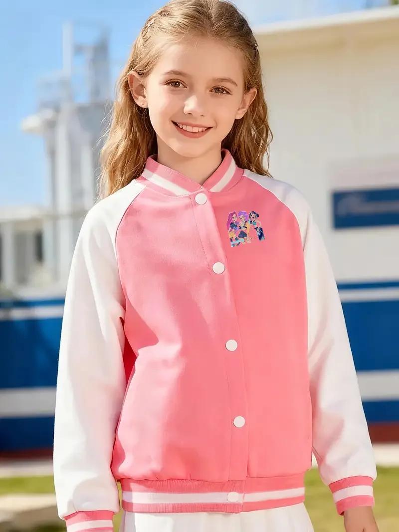 Vestes de Baseball roses décontractées et à la mode pour filles, automne et hiver, avec motifs impri