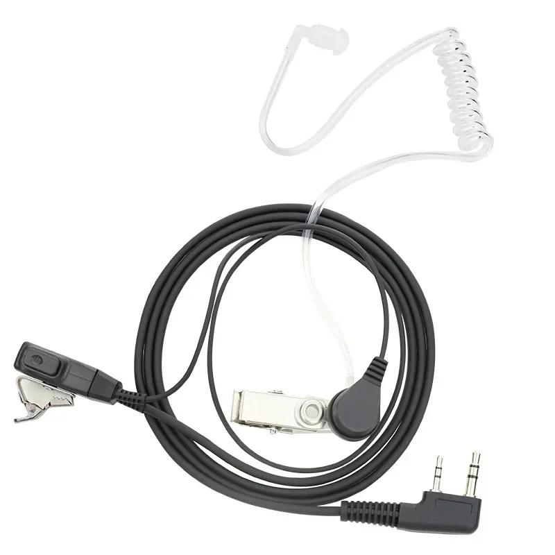 2 Pin PTT MIC Casque Covert Acoustic Tube In-Ear Oreillette Pour MendTYT Baofeng UV-5R BF-888S CB Ra