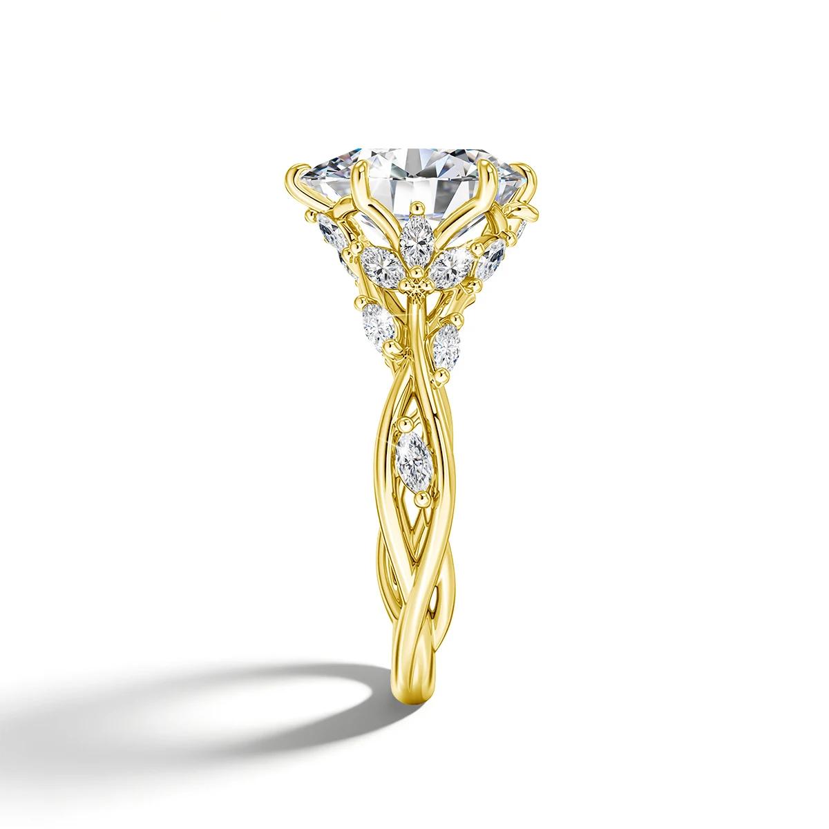 Bague de mariage en or véritable 14 carats avec moissanite 3 carats taille marquise, diamant GRA ins