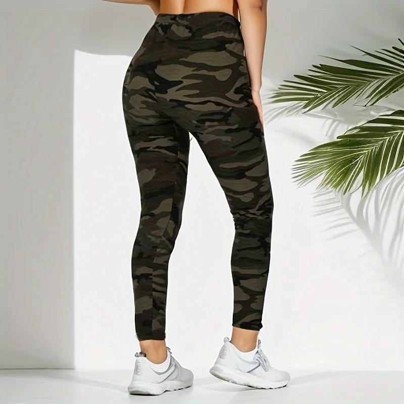 Leggings de Camouflage gris vert serré décontracté pour femmes, pantalon crayon à neuf points, sport