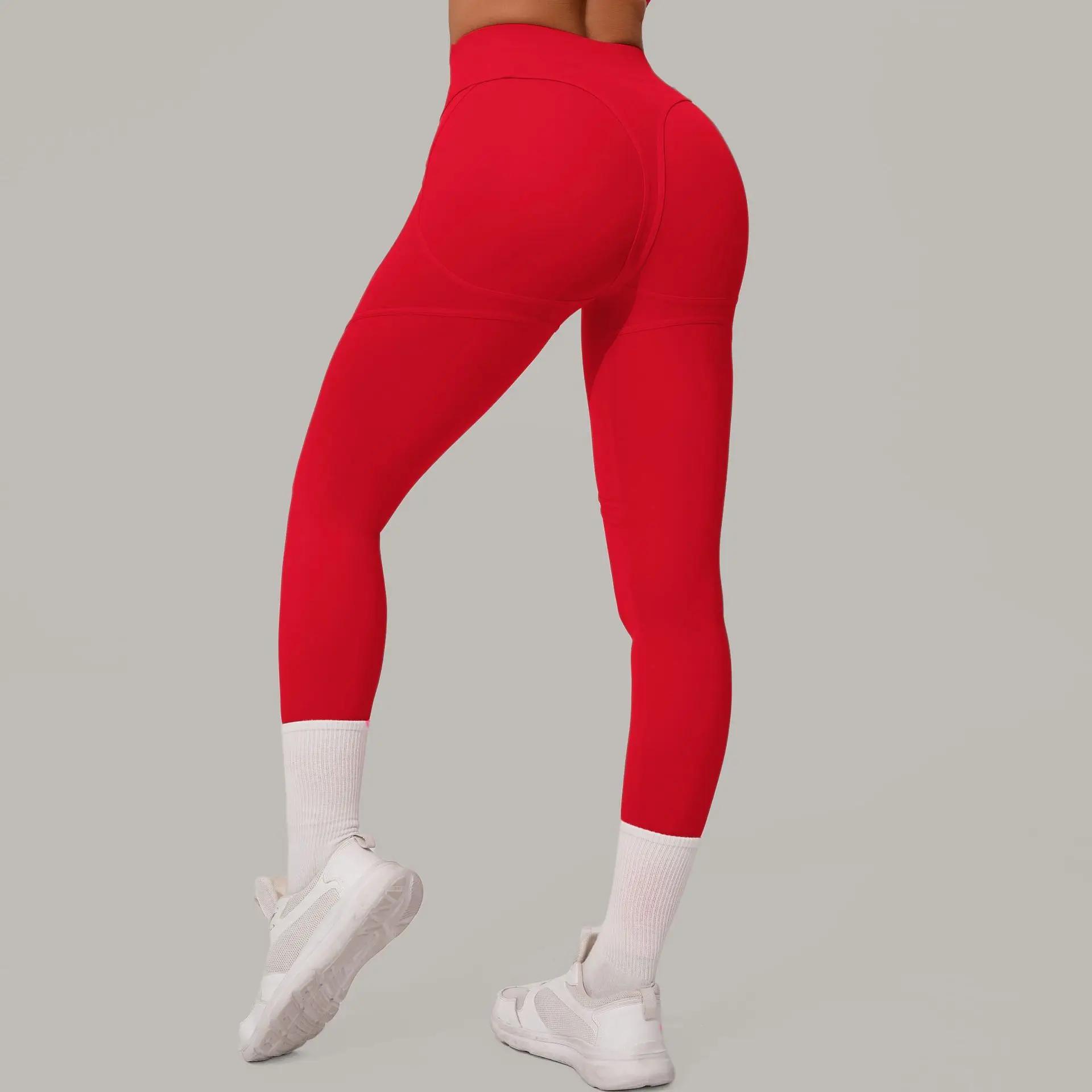 Pantalons de sport avec lignes sexy pour femmes, pantalons serrés de sport, taille haute, confortabl