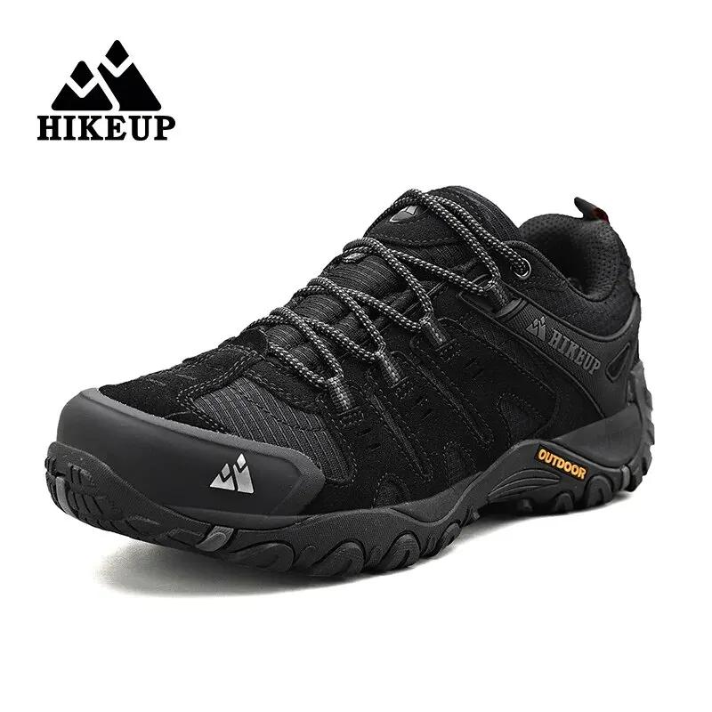 HIKEUP-Chaussures de randonnée en cuir suédé pour homme, baskets d'extérieur résistantes à l'usure, 