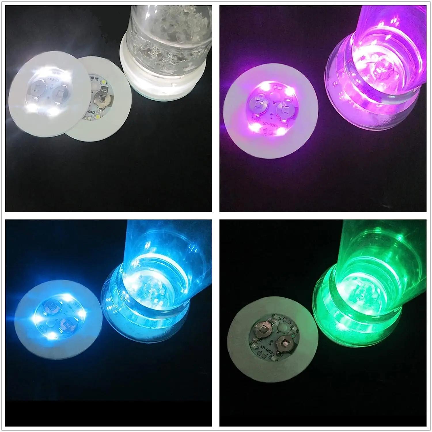 100 pièces LED vaisselle tapis tasse autocollant lumineux coloré clignotant bouteille autocollant ém