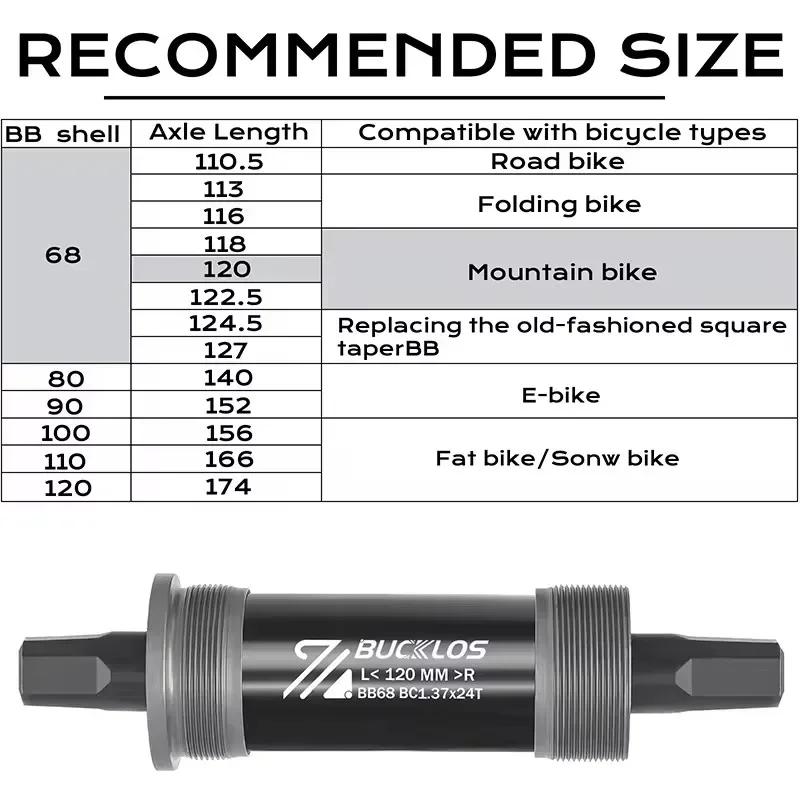 BUCKLOS vélo de montagne BB support de pédalier carré BB68 fileté CNC gros vélo de neige pédalier 11