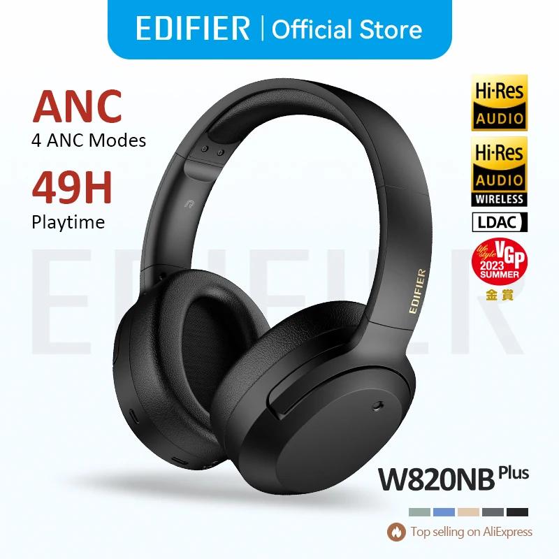 Edifier-Casque antibruit sans fil Hi-Res, casque Bluetooth léger, W820NB Plus, 43dB ANC, codec Sat A