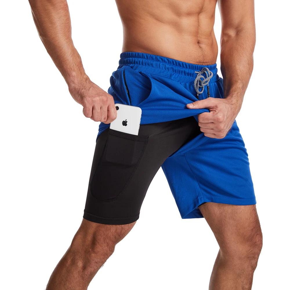 GITF – short de Fitness 2 en 1 pour hommes, 7 pouces, séchage rapide, entraînement, course lente, Fi
