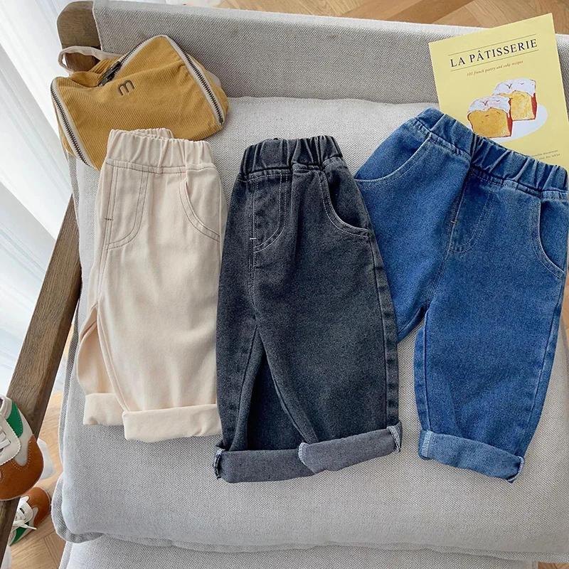 Printemps automne nouveau bébé pantalon décontracté Denim 9M-5T enfants garçons jean droit doux enfa