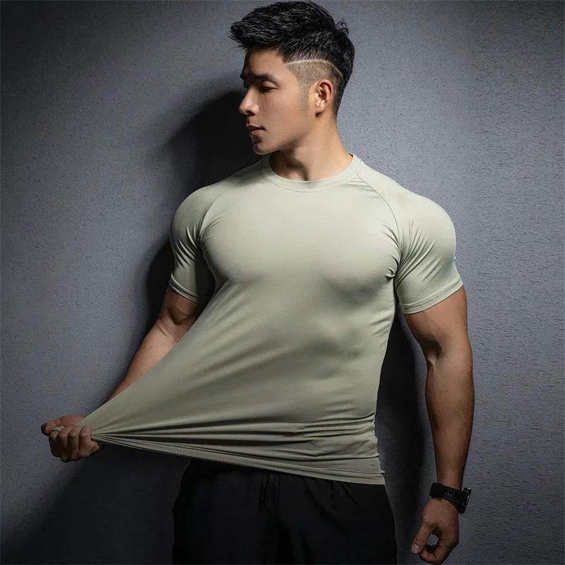 T-shirt sport homme 2026 - gym course entraînement - élastique séchage rapide - manches courtes
