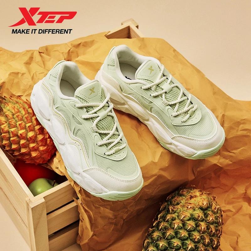 Xtep – baskets décontractées à plateforme en cuir et maille ananas pour femmes, chaussures de sport 