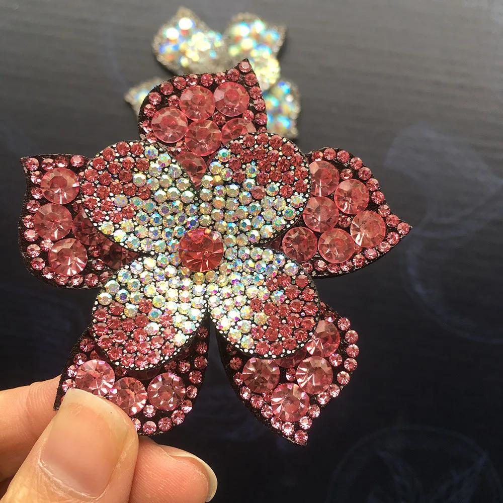 Patch brodé de fleurs en cristal, 1 pièce, pince à cheveux en tissu, sacs appliqués, décoration de m