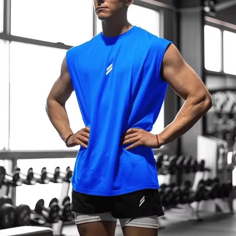 Débardeur de sport d'été pour hommes, T-shirt sans manches en maille ample et respirante, gilet à sé