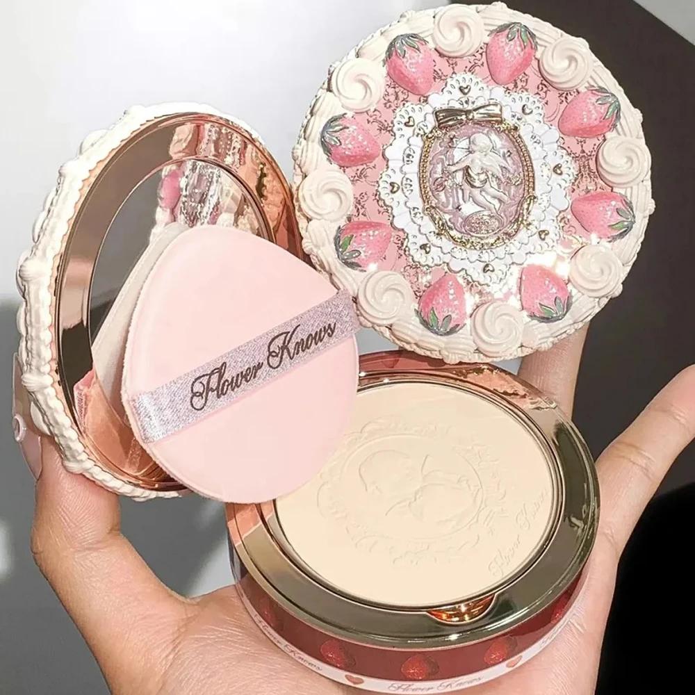 Flower Knows Poudre Compacte Strawberry Cupid Mat Douce Contrôle du Sébum Poudre Fixatrice Matifiant