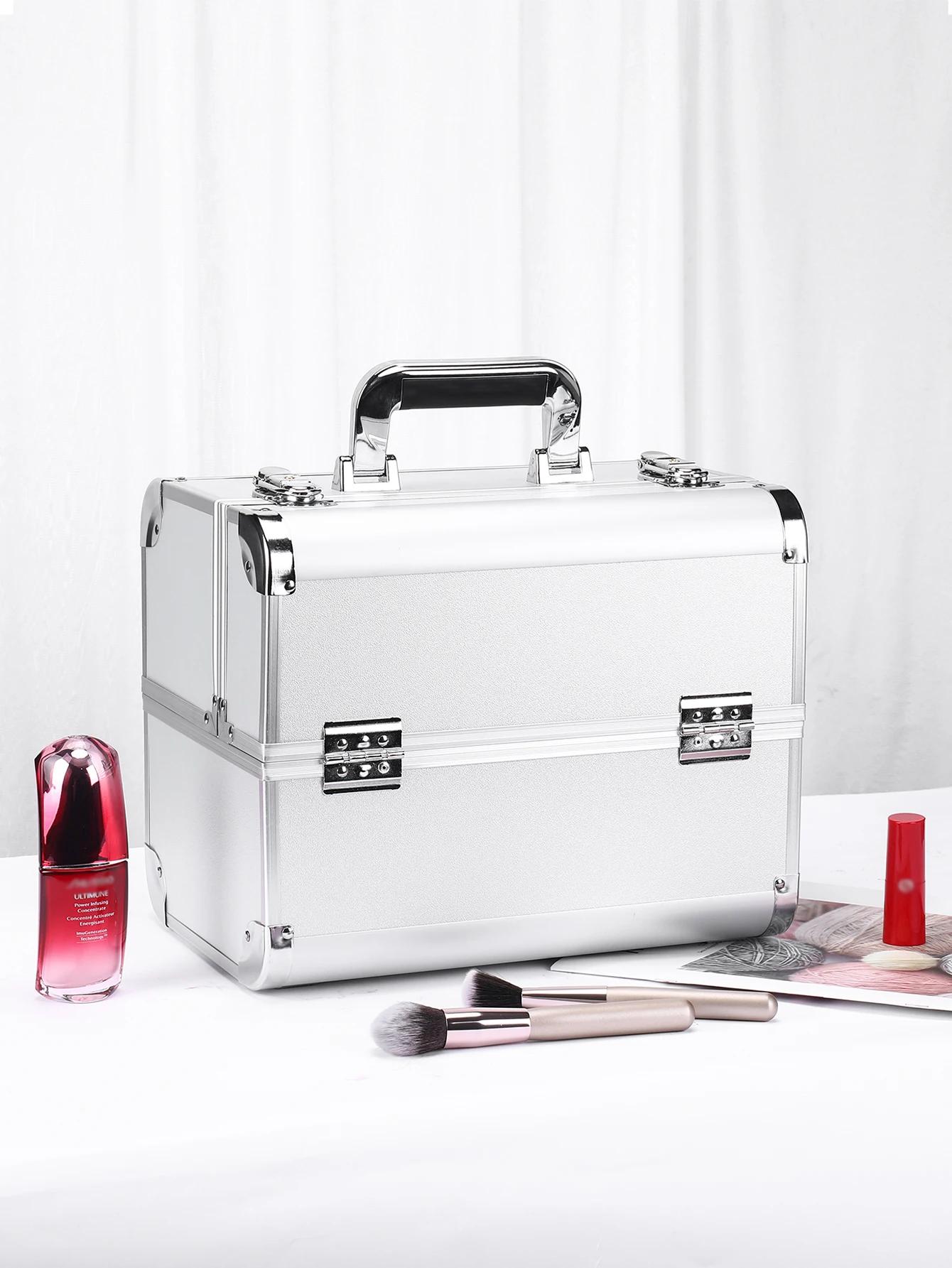 Mallette de maquillage en alliage d'aluminium, boîte à outils de pédicure avec poignée, boîte à cosm
