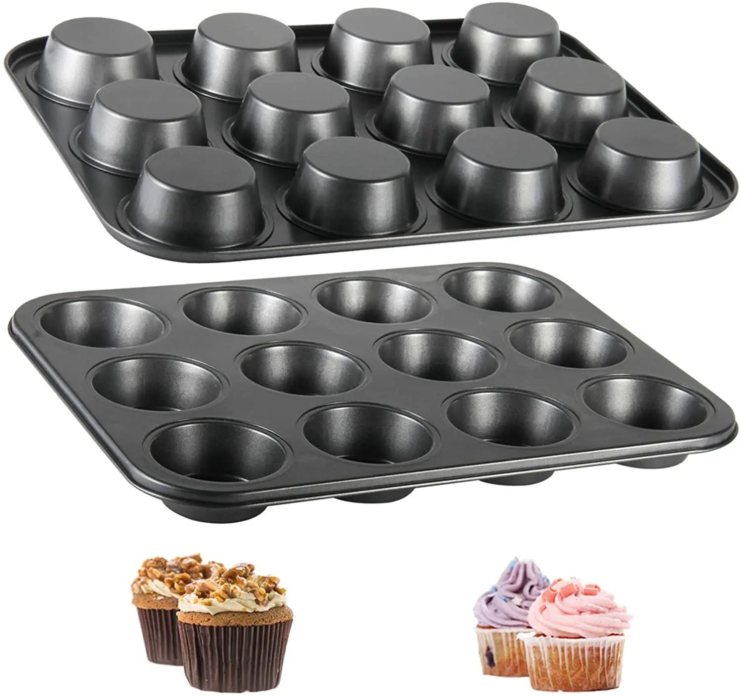 6/12 tasses carré Cupcake Pan Muffin plateau Cupcake moule Muffin Pan acier au carbone plat de cuiss