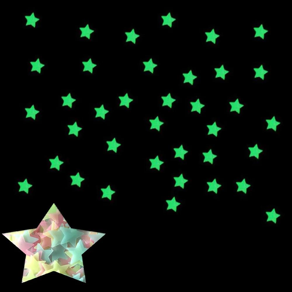Autocollants muraux étoiles fluorescentes qui brillent dans la nuit, 100 pièces, décoration pour cha