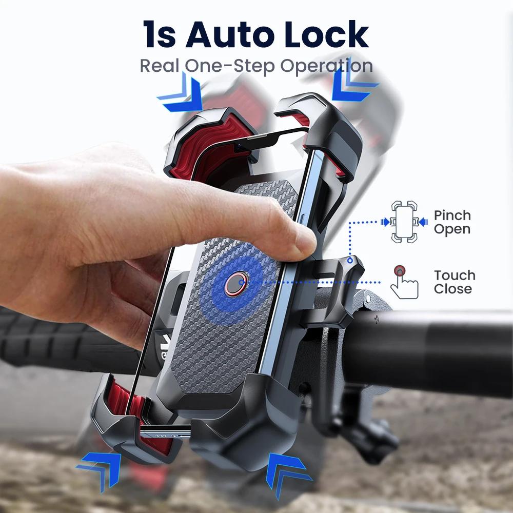 Joyroom-Support de téléphone portable antichoc pour vélo et moto, vue à 360 °, support de téléphone