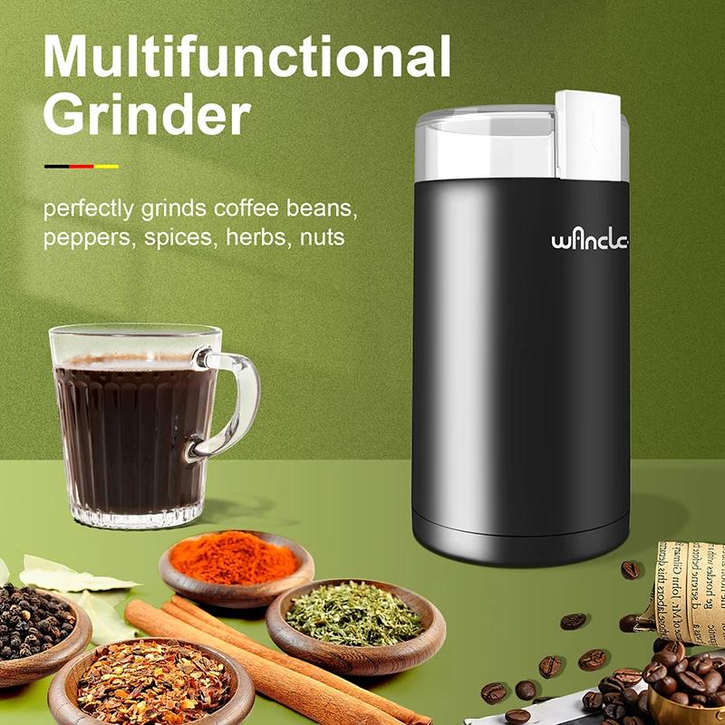 Moulin à café électrique domestique avec brosse propre, lame en acier inoxydable, moulin à épices, 1