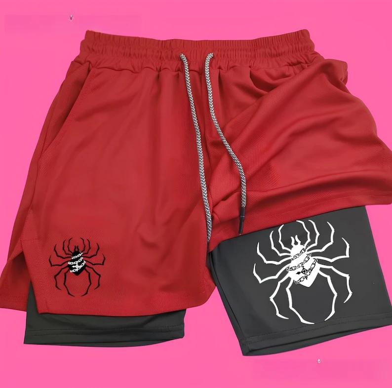 Short de sport 2 en 1 décontracté homme femme Anime Spider Gym HxH - Short fitness gymnastique design manga