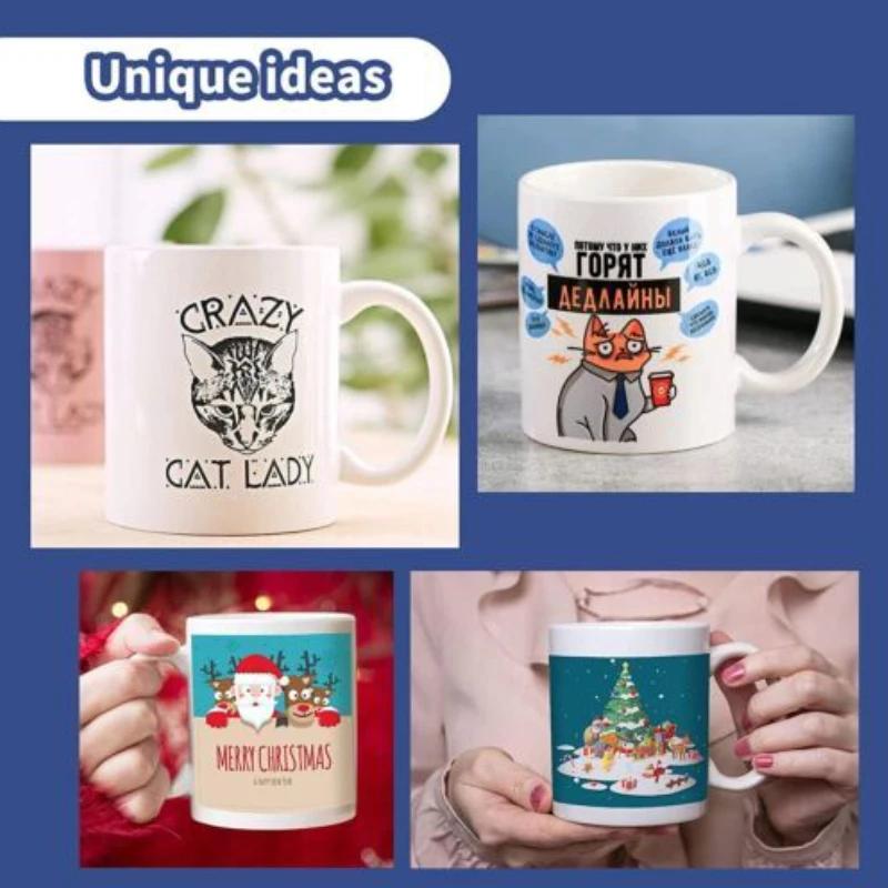 HTVRONT Lot de 6 tasses à sublimation de 11 OZ, ensemble vierge, gobelets classiques avec poignées p