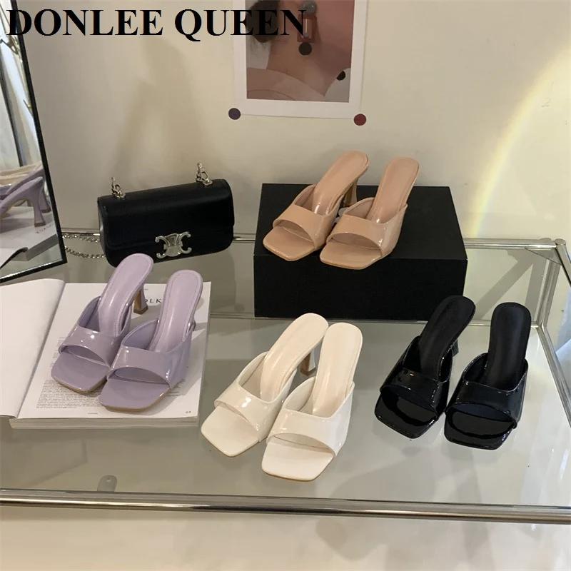 Pantoufles à talons hauts pour femmes, chaussures mules élégantes à enfiler, sandales de loisirs, gr