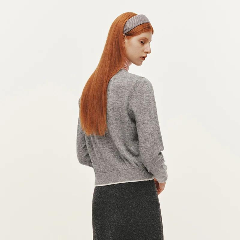 Semir tricoté pull coupe ajustée brodé pull femmes 2025 hiver Style court col rond haut superposé