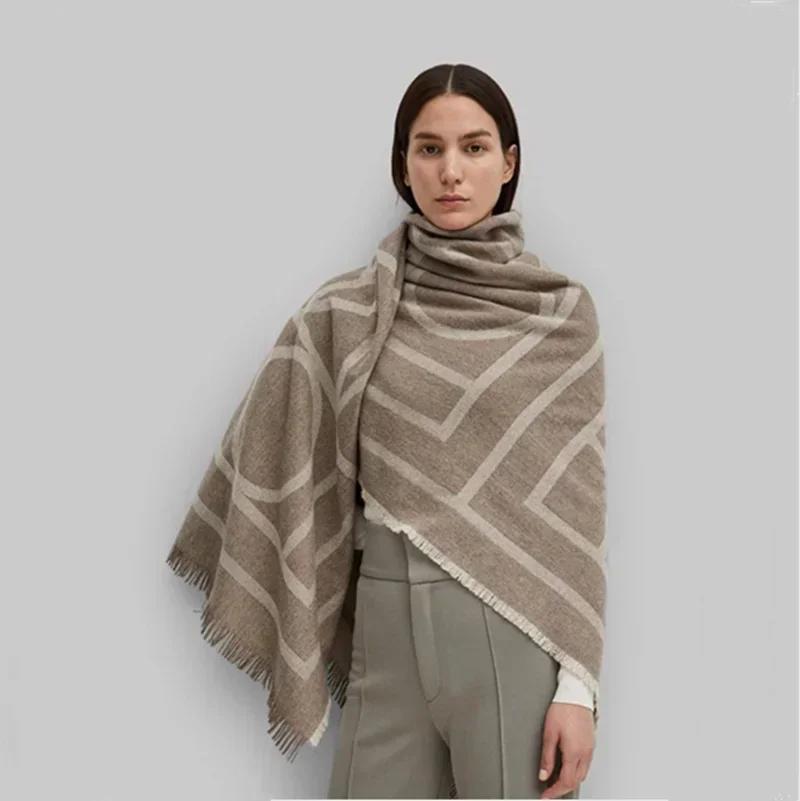 Écharpe en Cachemire Doux pour Femme, Écharpes Géométriques, Lettres, Châles, Épaissir, Chaud, Hiver