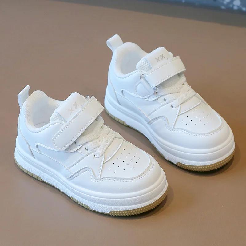 Chaussures blanches pour enfants printemps et automne chaussures de sport pour enfants anti-dérapant