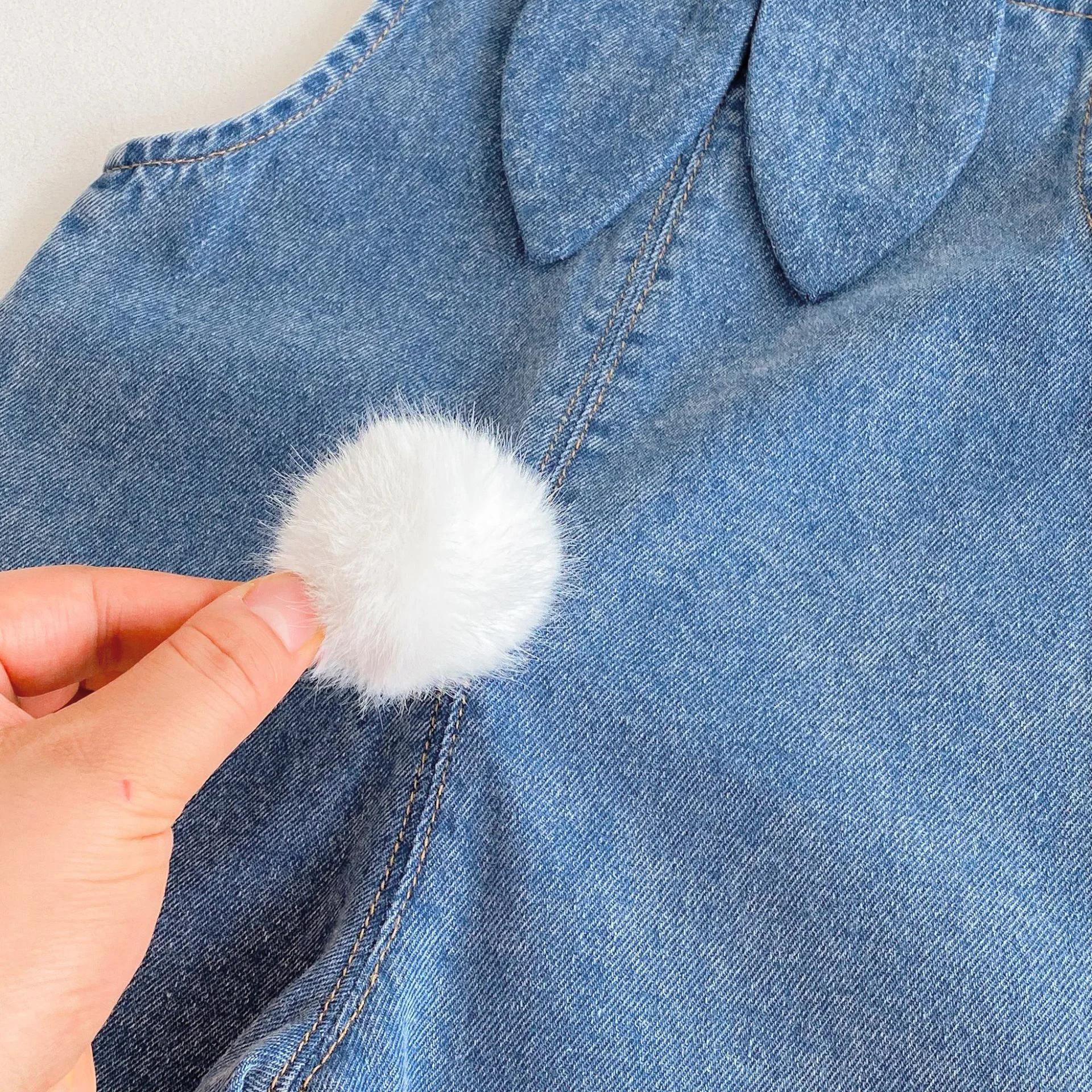 Salopette en jean pour bébé, automne et hiver, avec oreilles de lapin, pantalons longs mignons et pa