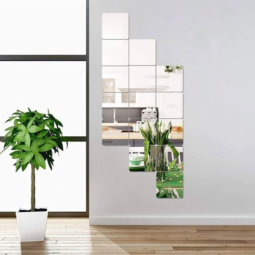 5/12 pièces miroir autocollant mural 15CM auto-adhésif décalcomanie bricolage miroir autocollants 3D