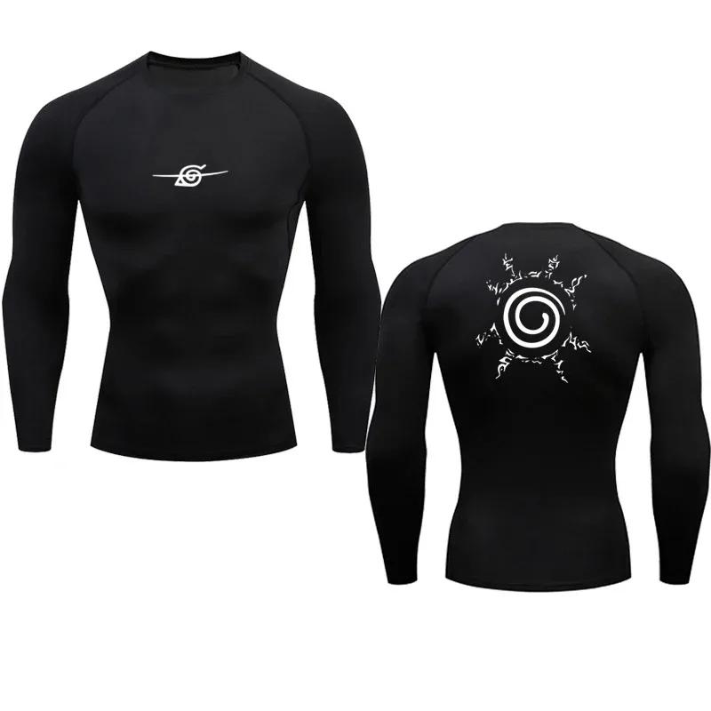 Camisas de compression masculinas anime esporte secagem rápida ginásio t-shirts fitness topos t verã