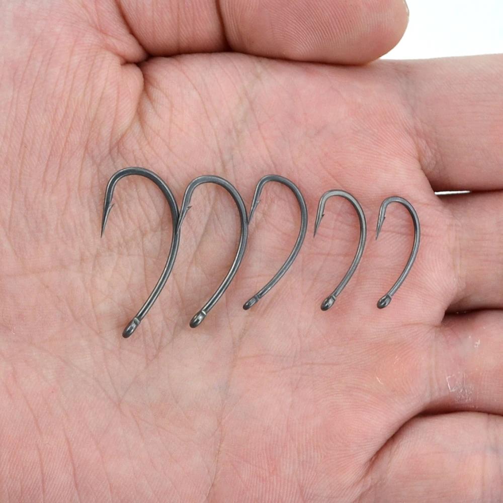 Hirisi 15x hameçons de pêche à la carpe avec oeil Micro barbe hameçons en acier à haute teneur en ca