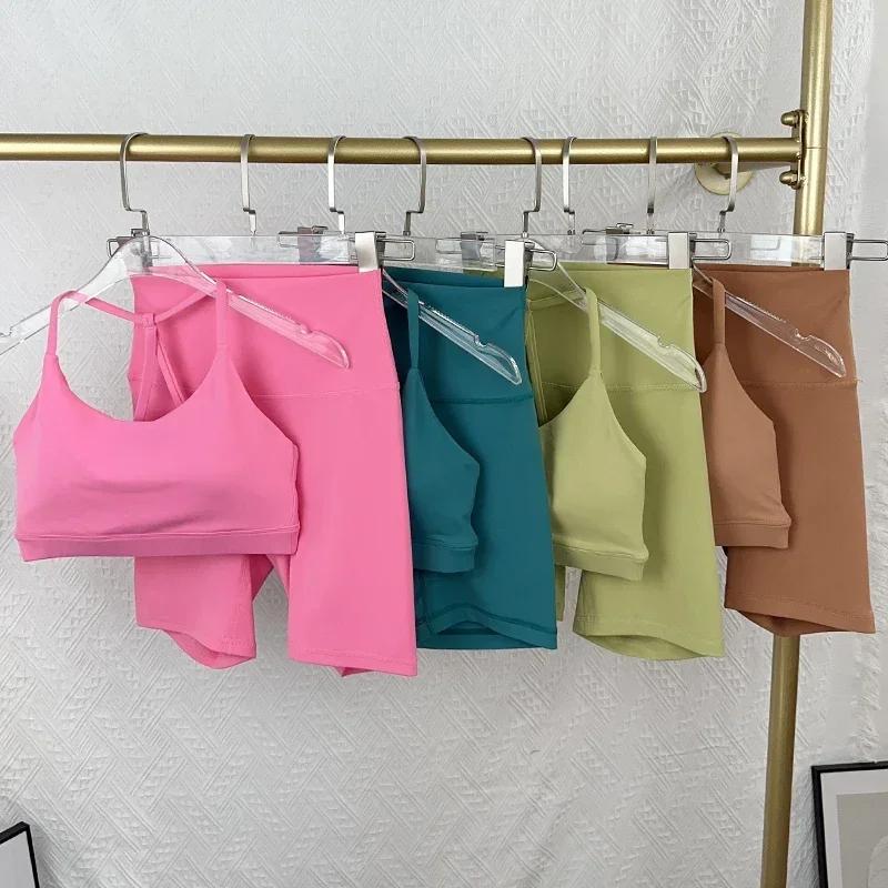 Ensemble short de Yoga 2 pièces pour femmes, survêtement, gilet de Yoga, short taille haute, séchage