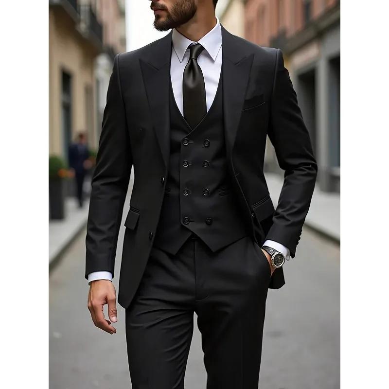 Costume de Mariage Quatre Saisons pour Homme Grande Taille, Style Coréen, Coupe Slim, Ensemble Trois