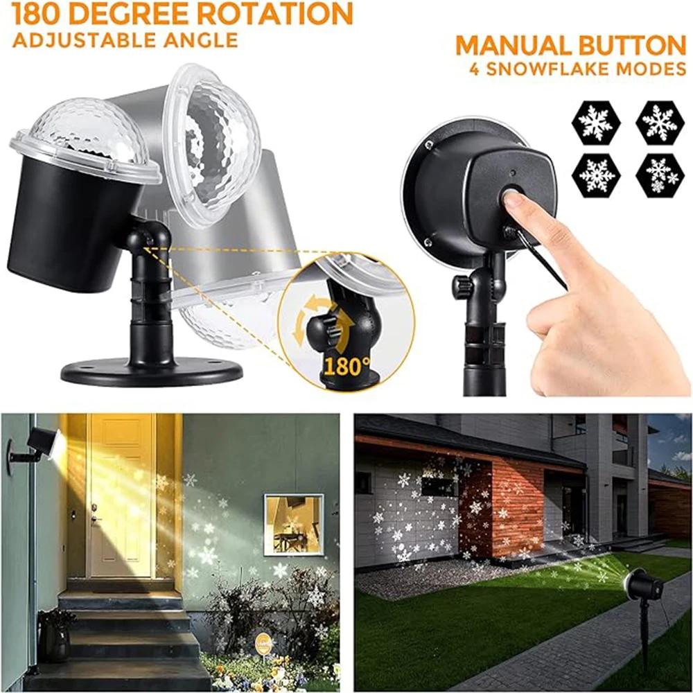 Projecteur de flocon de neige de Noël pour chambre à coucher, lumières dégradées LED, lampe de proje