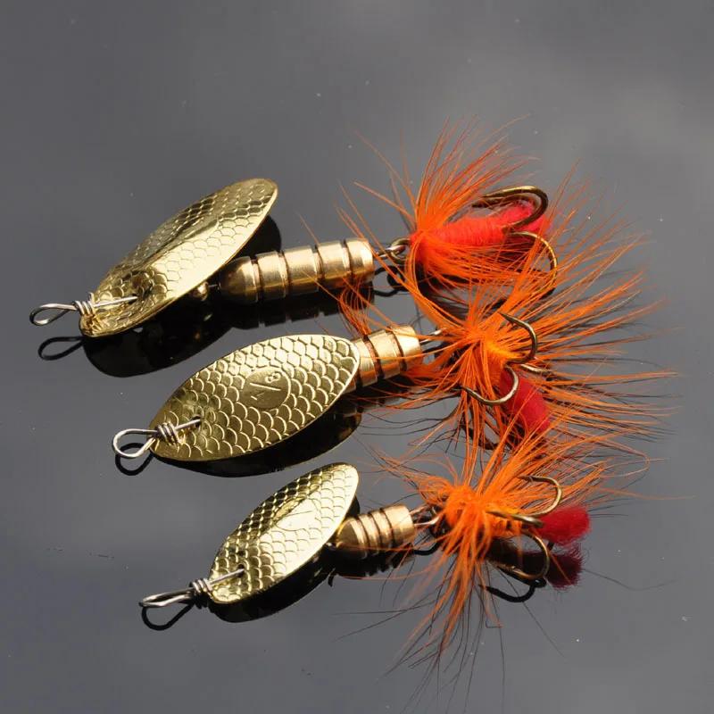 2 pièces Spinner cuillère leurre 2.5g 4g 5.5g rotatif métal paillettes appât triple crochets manivel