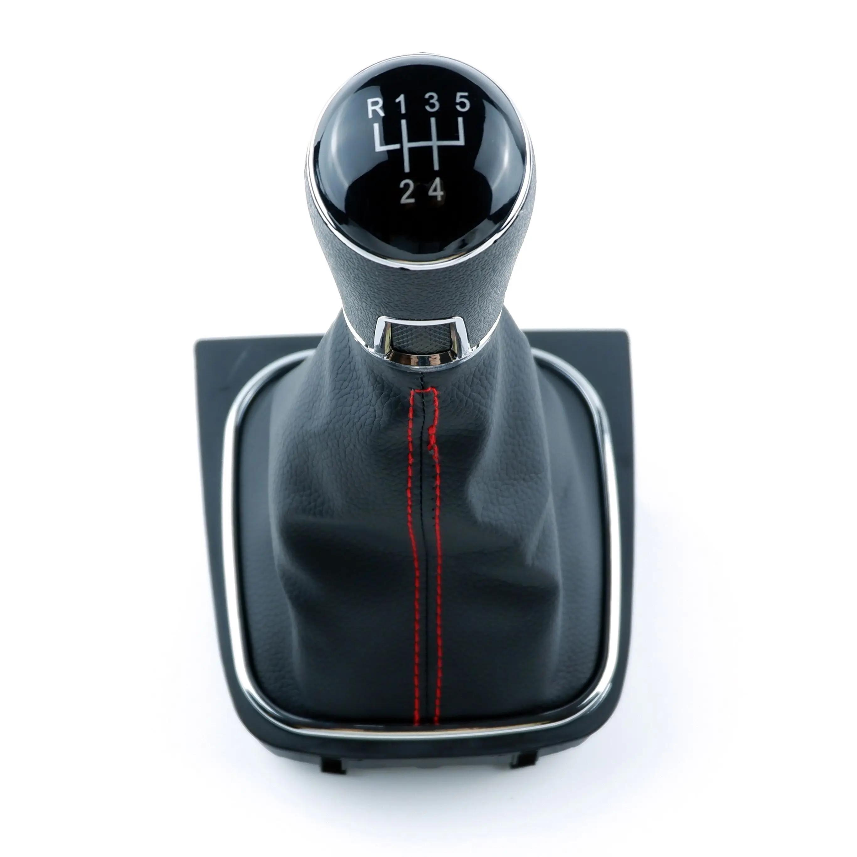 Pommeau de levier de vitesse 5/6 vitesses et Gaitor de démarrage, ensemble en cuir noir pour VW Golf
