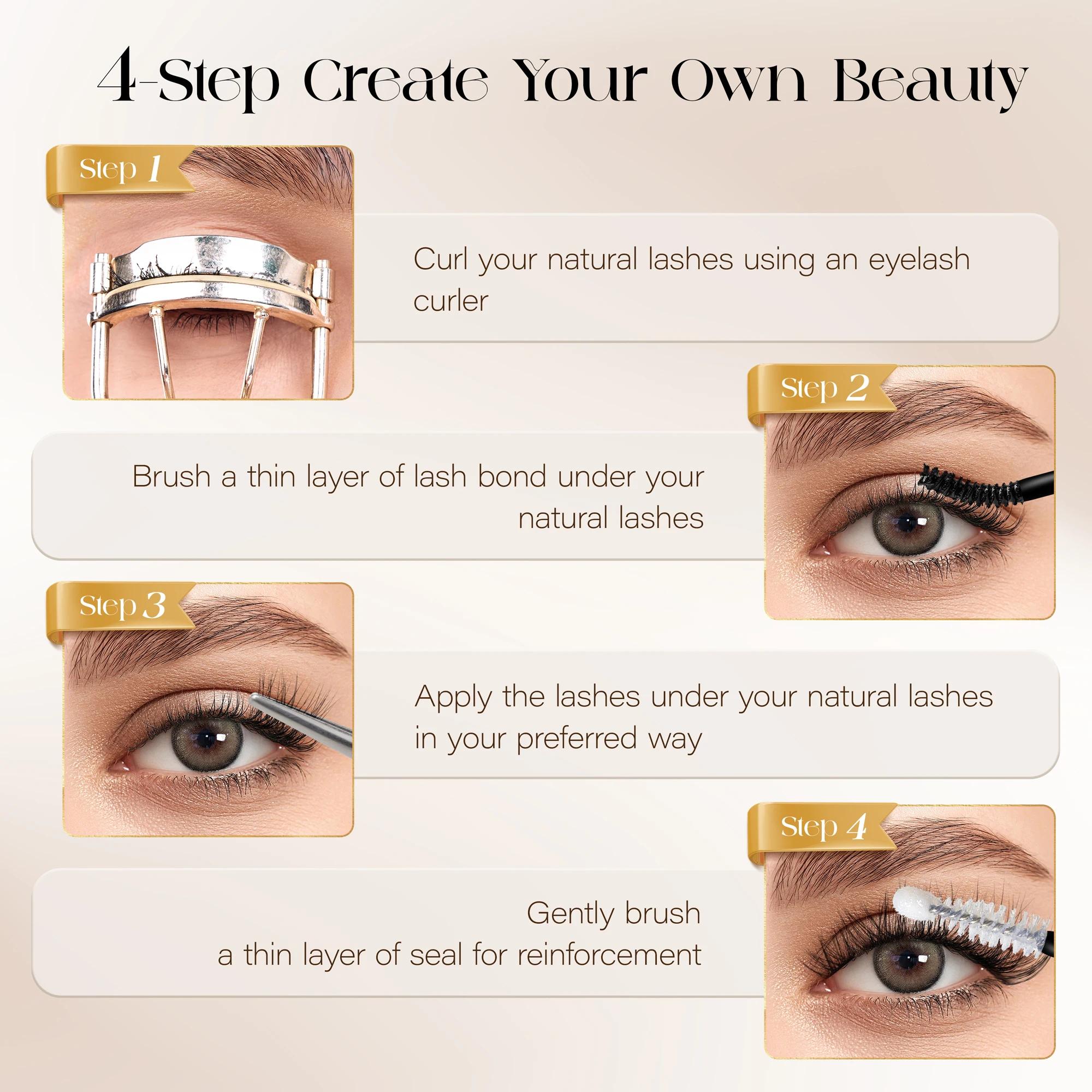 BEFER-Extensions de Faux-Cils Naturels Individuels, Volume Moelleux, Boucles D, DIY