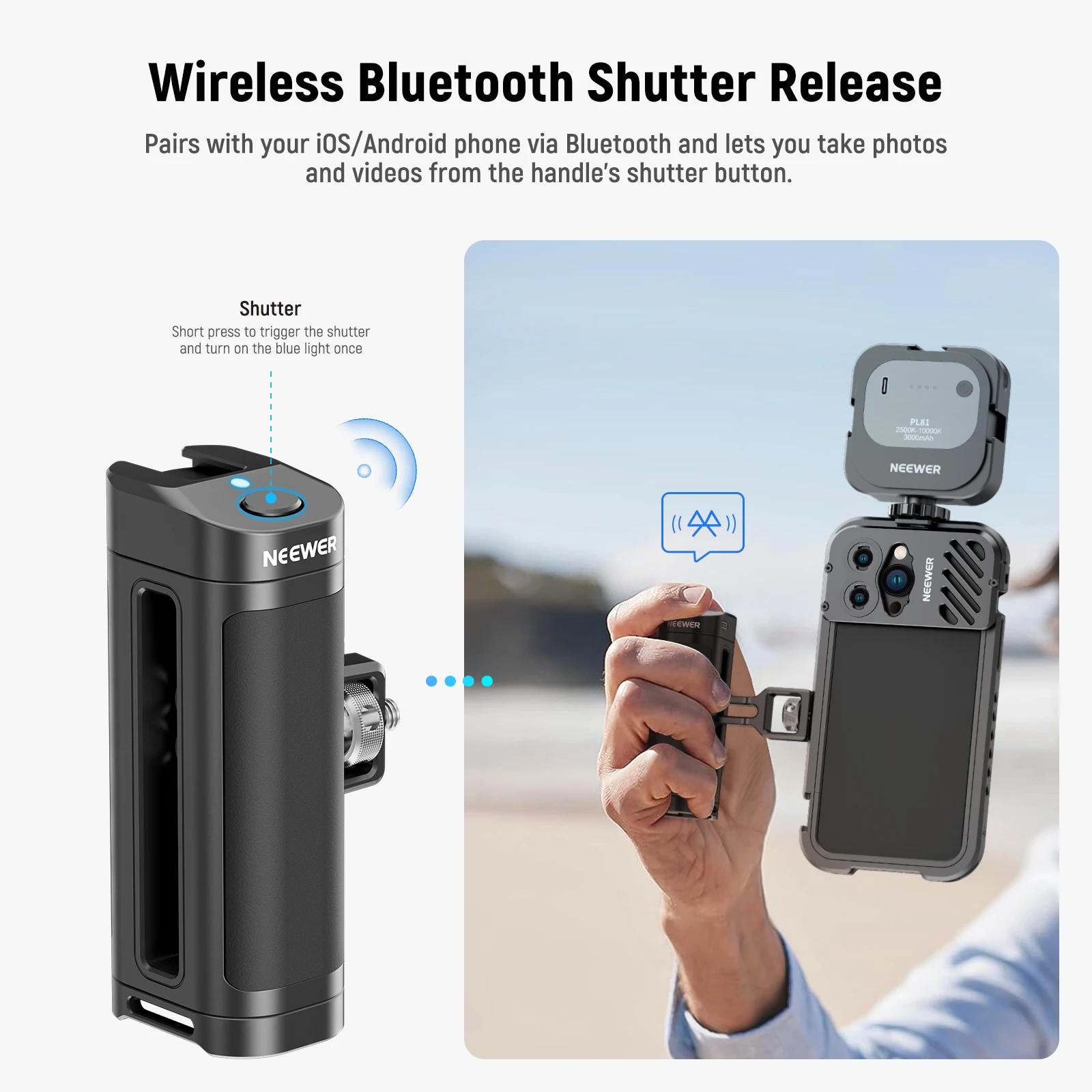 Neewer poignée latérale universelle avec télécommande sans fil pour Smartphone Cage Rig 2 adaptateur